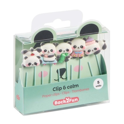 Clips de papel decorativos em forma de pandas em embalagem transparente