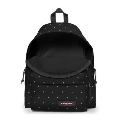 Mochila preta com bolinhas cinzentas da marca Eastpak