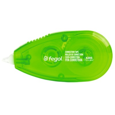 Corretor em fita verde translúcido Fegol na cor verde