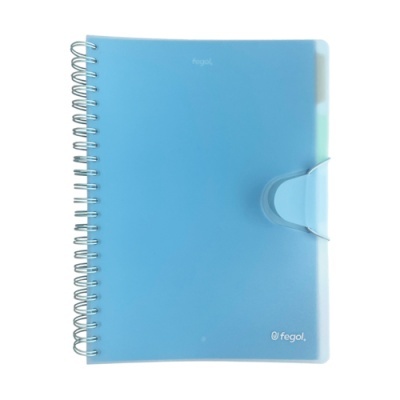 Caderno espiral azul translúcido Fegol com fecho
