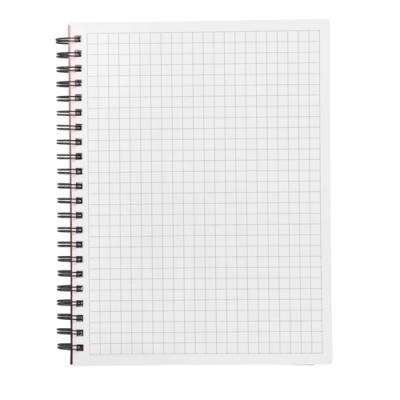 Caderno espiral quadrículado com capa e folhas brancas