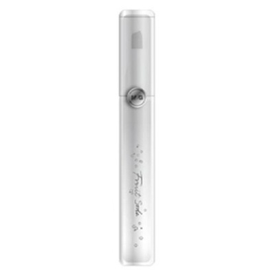 Frasco branco cilíndrico com tampa transparente e texto Fancy Stick