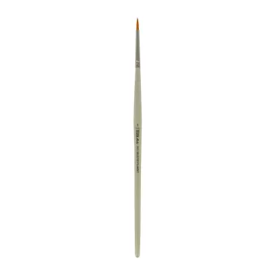 Pincel de pintura fino com cabo branco e ponta laranja