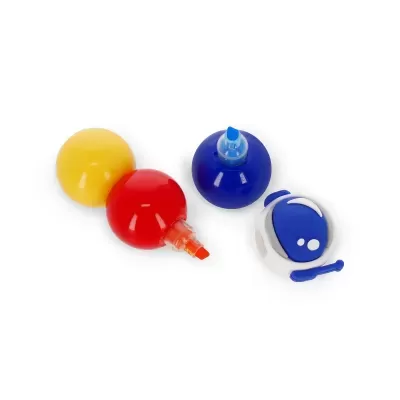 Conjunto de bolas plásticas coloridas com acessório azul e branco