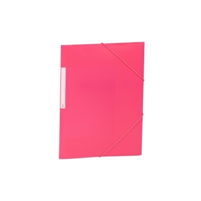 Pasta de plástico rosa com elástico para fecho