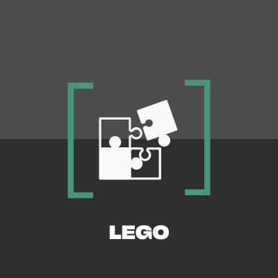 Logótipo LEGO com peças de puzzle brancas