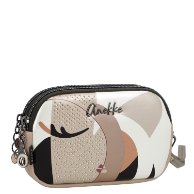 Bolsa pequena da marca Anekke com padrão abstracto e fecho de correr