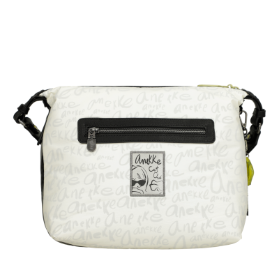 Mala branca com padrão Anekke e bolso preto