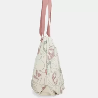Saco de ombro com padrão gráfico e alças rosas