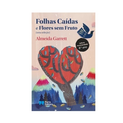 Capa de livro 'Folhas Caídas e Flores sem Fruto' com ilustração colorida e texto