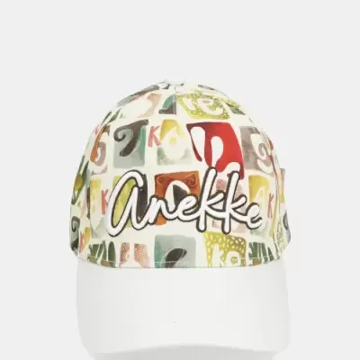 Boné branco e colorido com texto bordado Anekke