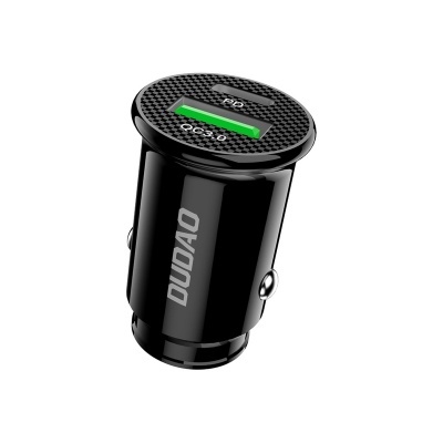 Carregador para carro preto DUDAO com porta USB verde