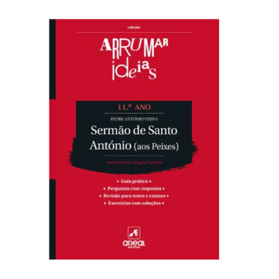 Capa de livro vermelho com título 'Sermão de Santo António (aos Peixes)' e coleção Arrumar Ideias