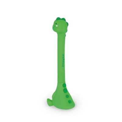 Brinquedo para cães em forma de dinossauro verde com texto ROOAARR!