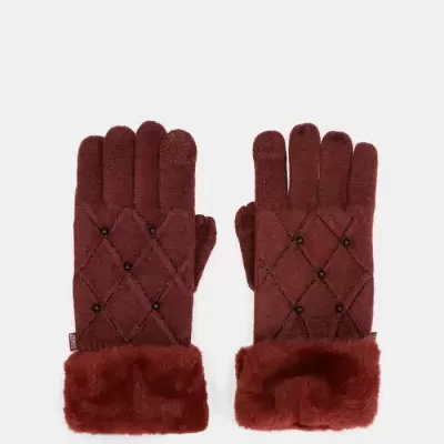 Par de luvas vermelhas acolchoadas com punhos de pelo sintético