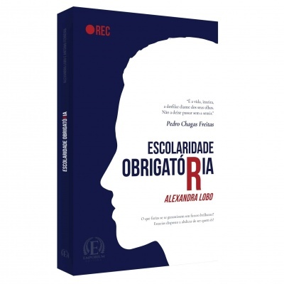 Capa de livro com silhueta de rosto e título Escolaridade Obrigatória