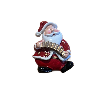 Figurina de Pai Natal com acordeão em cerâmica