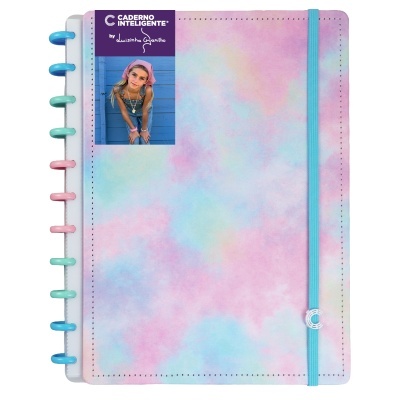 Caderno com capa em tons pastel e argolas coloridas