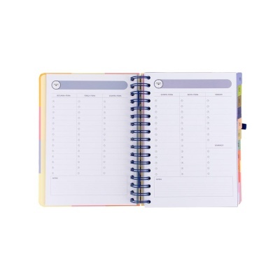 Agenda semanal aberta com layout de dias e espaço para anotações