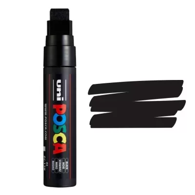 Marcador Posca Uni preto com ponta larga