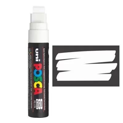 Marcador POSCA branco com amostra de traço