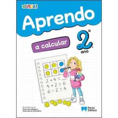 Capa de livro educativo para aprendizagem de cálculo do 2º ano com ilustração colorida