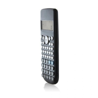 Calculadora científica preta com ecrã e teclas