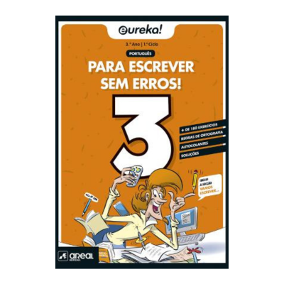 Capa de livro educativo de português para 3º ano com personagem animado e texto informativo