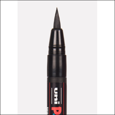 Pincel marcador preto uni Pro com ponta fina de pincel