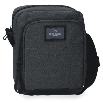 Mala de ombro cinzenta escura Pepe Jeans com etiqueta