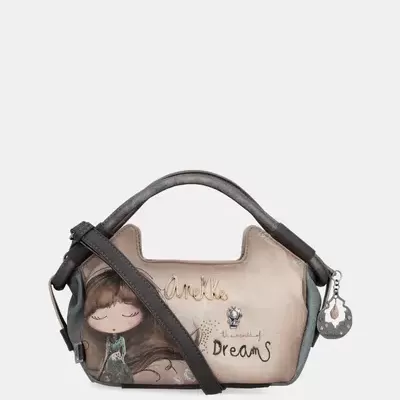 Mala de mão com ilustração de menina e texto decorativo