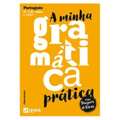 Capa de livro de gramática em laranja com texto em branco e preto