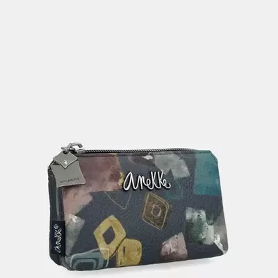 Necessaire com padrão geométrico e fecho de correr