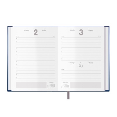 Agenda aberta mostrando os dias 2, 3 e 4 de outubro com escrita em português.