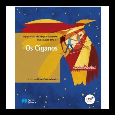Capa do livro Os Ciganos com ilustrações coloridas e fundo azul estrelado.