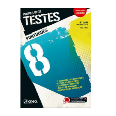 Capa de livro escolar Preparar os Testes Português 8.º Ano