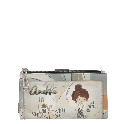 Carteira Anekke com padrão geométrico e ilustração