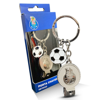 Porta chaves FC Porto com bola de futebol e escudo, em embalagem azul