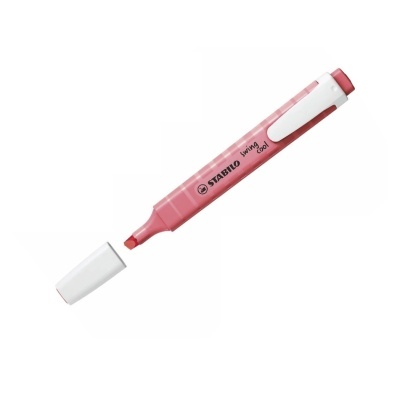 Marcador de texto cor-de-rosa com tampa branca removida