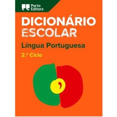 Capa de livro laranja Dicionário Escolar Língua Portuguesa 2.º Ciclo