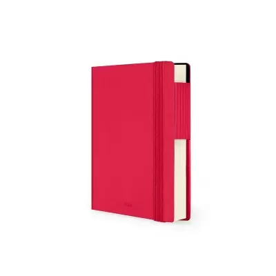 Caderno vermelho com capa dura e elástico