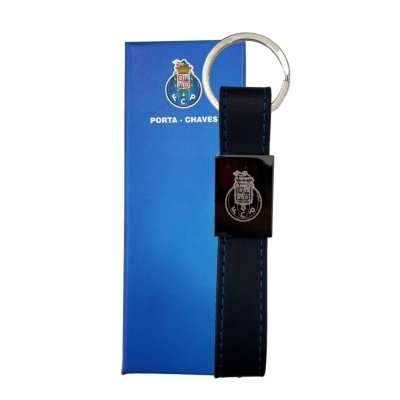 Chaveiro FC Porto com couro preta e embalagem azul