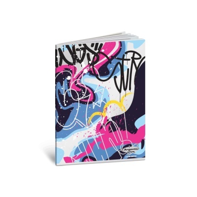 Caderno com capa colorida de graffiti e texto Argento vivo Blasetti