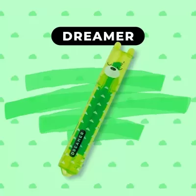 Marcador de texto verde com design de urso e texto DREAMER