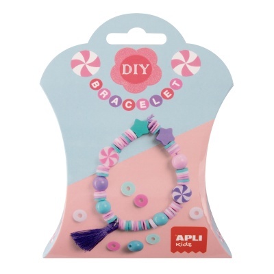 Pulseira DIY colorida para crianças em embalagem azul e rosa