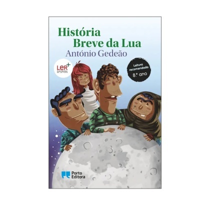 Capa do livro História Breve da Lua com personagens e selo Ler +
