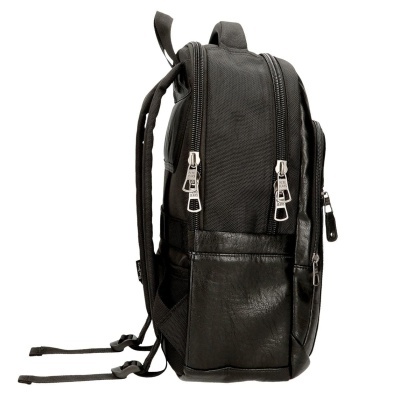 mochila preta de tecido com fechos metálicos PEPE JEANS