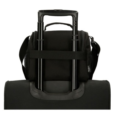 Mala de viagem preta com bolsa de mão preta e alça extensível