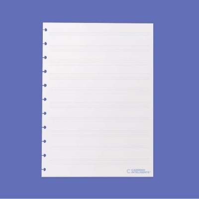 folha de caderno com pauta musical e texto CADERNO INTELIGENTE
