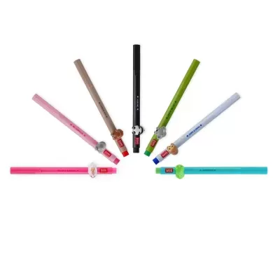 Conjunto de canetas coloridas com figuras decorativas